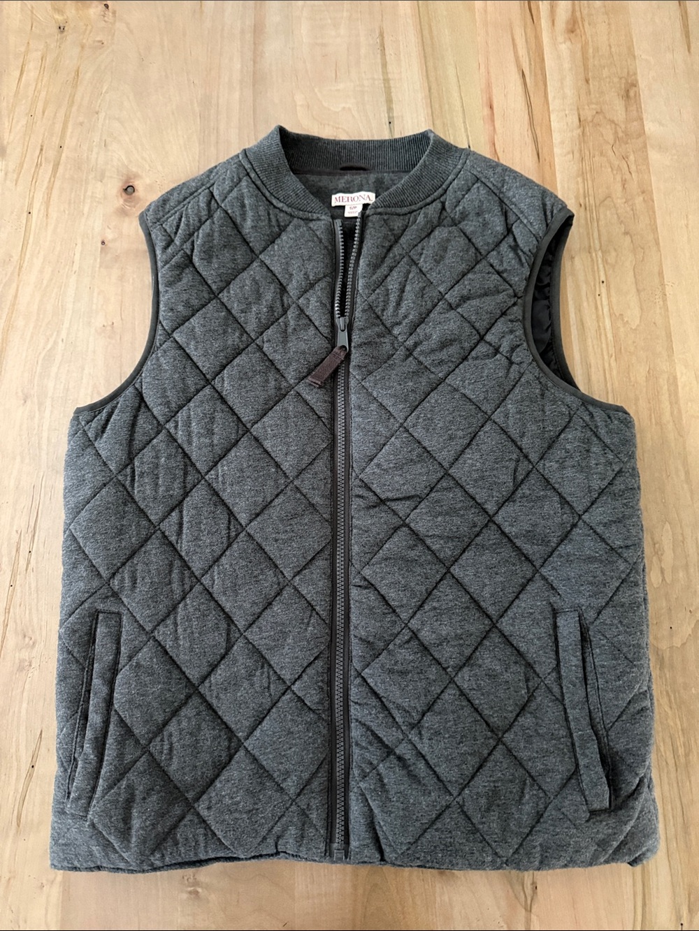 Merona Men's Quilted Dark Gray Sleeveless Vest